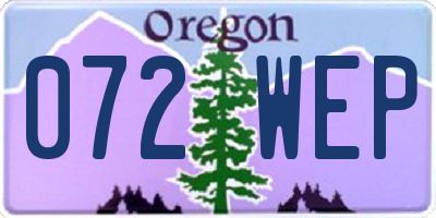 OR license plate 072WEP