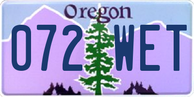 OR license plate 072WET