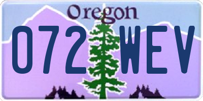 OR license plate 072WEV