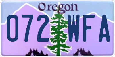 OR license plate 072WFA