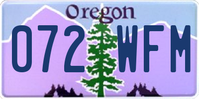 OR license plate 072WFM