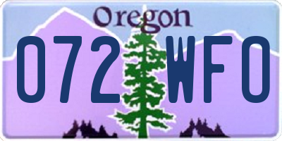 OR license plate 072WFO