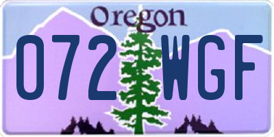 OR license plate 072WGF