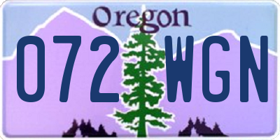 OR license plate 072WGN