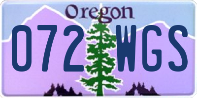 OR license plate 072WGS