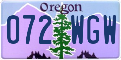 OR license plate 072WGW
