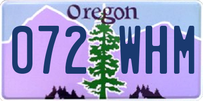 OR license plate 072WHM