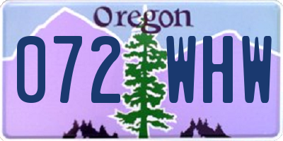 OR license plate 072WHW