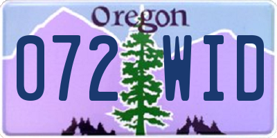 OR license plate 072WID