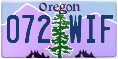 OR license plate 072WIF