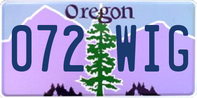 OR license plate 072WIG
