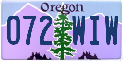 OR license plate 072WIW