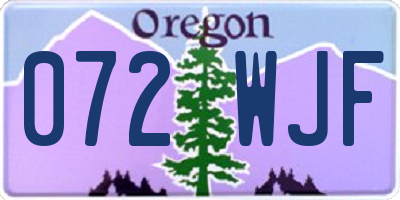 OR license plate 072WJF