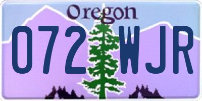 OR license plate 072WJR