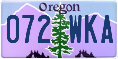 OR license plate 072WKA