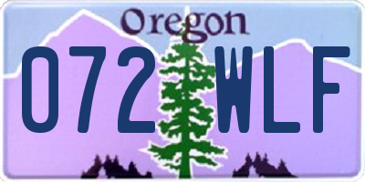 OR license plate 072WLF