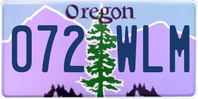 OR license plate 072WLM