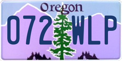 OR license plate 072WLP