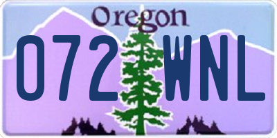 OR license plate 072WNL