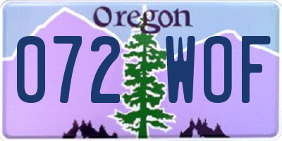 OR license plate 072WOF