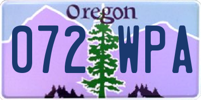OR license plate 072WPA
