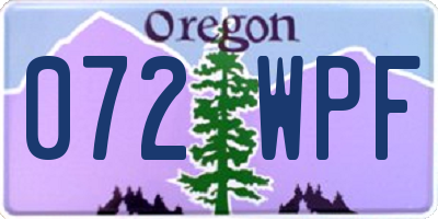 OR license plate 072WPF