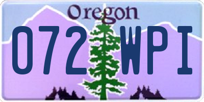 OR license plate 072WPI