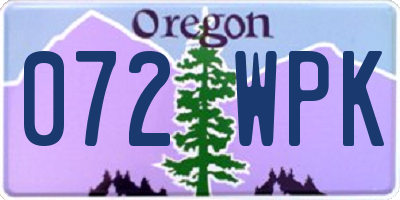 OR license plate 072WPK