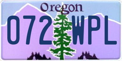 OR license plate 072WPL