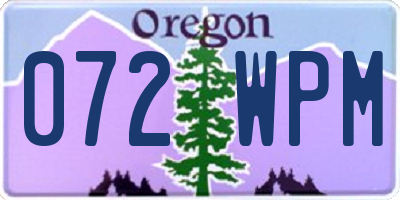 OR license plate 072WPM