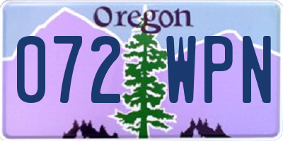 OR license plate 072WPN