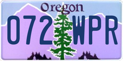 OR license plate 072WPR