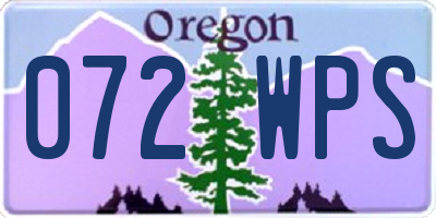 OR license plate 072WPS