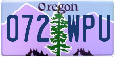 OR license plate 072WPU