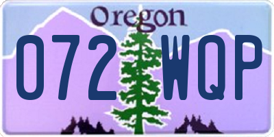 OR license plate 072WQP