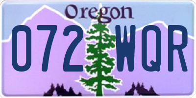 OR license plate 072WQR