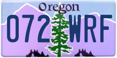OR license plate 072WRF