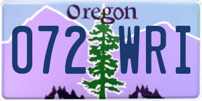 OR license plate 072WRI