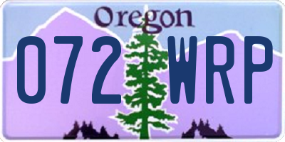 OR license plate 072WRP
