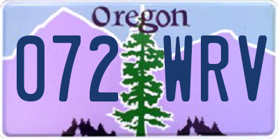 OR license plate 072WRV
