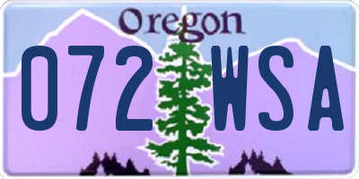 OR license plate 072WSA