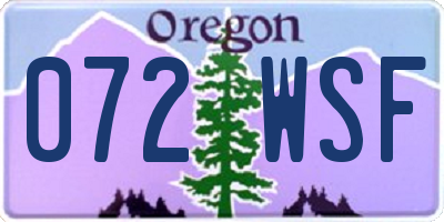 OR license plate 072WSF