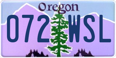 OR license plate 072WSL