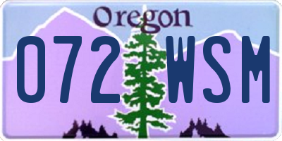 OR license plate 072WSM