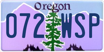 OR license plate 072WSP