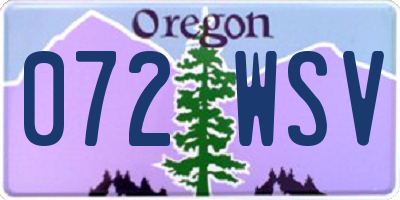OR license plate 072WSV