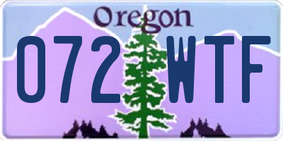 OR license plate 072WTF