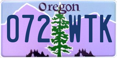 OR license plate 072WTK