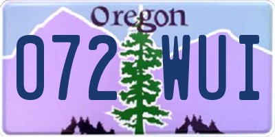 OR license plate 072WUI