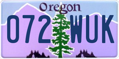 OR license plate 072WUK